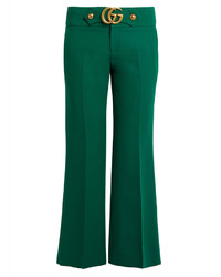 Gucci Gg Wool And Silk Blend Cady Kick Flare Trousers