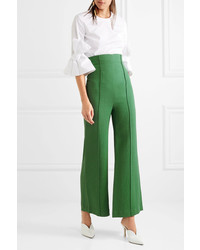 Emilia Wickstead Hullinie Cloqu Wide Leg Pants Dark Green