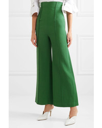 Emilia Wickstead Hullinie Cloqu Wide Leg Pants Dark Green