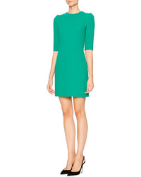 Dolce & Gabbana Half Sleeve Wool Crepe Mini Dress Bright Green