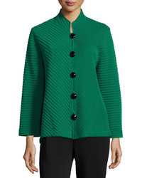 Caroline Rose Wool Ottoman Easy Jacket Emerald