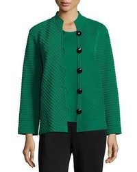 Caroline Rose Wool Ottoman Easy Jacket Emerald Petite