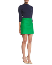 Milly Double Face Stretch Wool Mini Skirt