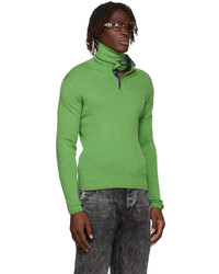 Y/Project Green Navy Double Neck Knit Long Sleeve Polo