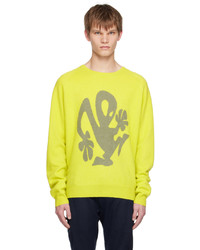 Green-Yellow Acid Wash Crew-neck Sweater