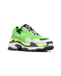 Balenciaga Fluorescent Green Triple S Sneakers