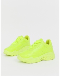 Public Desire Neon Yellow Colour Drenched Trainers