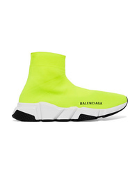 Balenciaga Speed Neon Stretch Knit High Top Sneakers