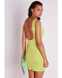 Missguided Scoop Back Bodycon Dress Lime