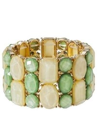 Bijou International Corporation Multi Stone Stretch Bracelet Greengold
