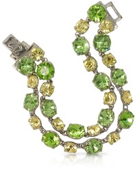 Forzieri Green And Pale Yellow Crystal Bracelet