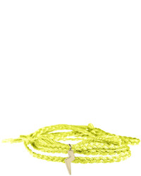Minor Obsessions Lightning Bolt In Yellow Gold On Green String Bracelet