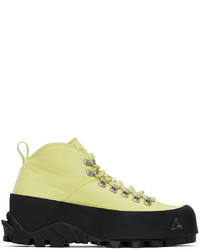 Green-Yellow Canvas Work Boots