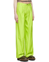 Dries Van Noten Green Silk Cotton Trousers