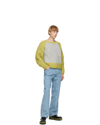 Eckhaus Latta Grey Knit Contrast Cable Sweater