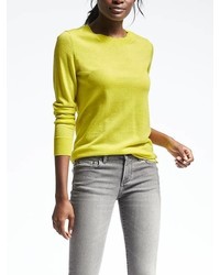 Green-Yellow Crew-neck Sweaters for Women | Women's Fashion