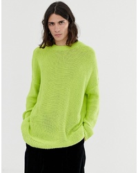 ASOS DESIGN Oversized Textured Knit Jumper In Lime Green