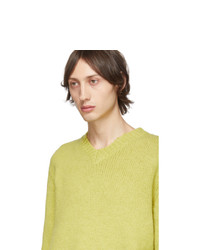Stella McCartney Yellow Alpaca Overwashed V Neck Sweater