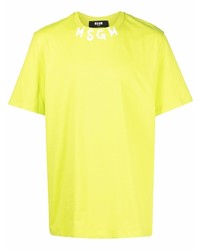MSGM Logo Neck Cotton T Shirt