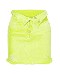 Green-Yellow Denim Mini Skirt