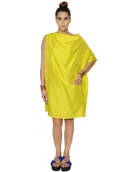 Marina Rinaldi Asymmetric Draped Light Shantung Dress
