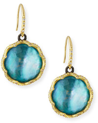 Armenta Old World 18k Scalloped Peruvian Opal Triplet Drop Earrings W Diamonds