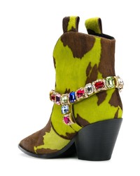 Casadei Stone Embellished Ankle Boots