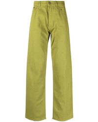 Green-Yellow Embroidered Jeans