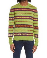Green-Yellow Fair Isle Crew-neck Sweater