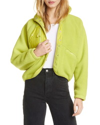 Green-Yellow Fleece Bomber Jacket