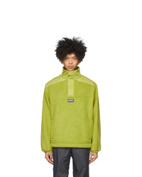 Green-Yellow Fleece Zip Neck Sweater