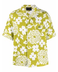 Prada Floral Print Terrycloth Short Sleeve Shirt