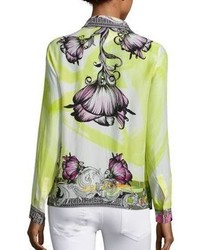 Versace Collection Floral Silk Blouse