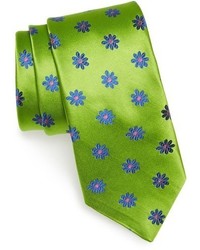 Green-Yellow Floral Silk Tie