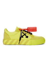 Green-Yellow Horizontal Striped Canvas Low Top Sneakers