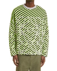 Loewe Anagram Stripe Logo Jacquard Sweater In Yellowblack At Nordstrom