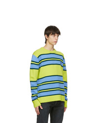 Acne Studios Green And Blue Wool Striped Sweater
