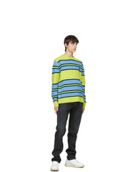 Acne Studios Green And Blue Wool Striped Sweater