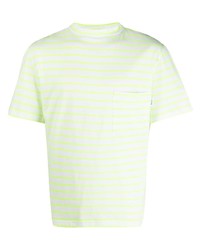 Green-Yellow Horizontal Striped Crew-neck T-shirt