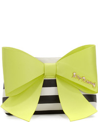 Green-Yellow Horizontal Striped Leather Clutch