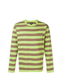 Green-Yellow Horizontal Striped Long Sleeve T-Shirt