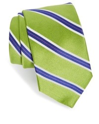Green-Yellow Horizontal Striped Silk Tie