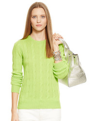 Green-Yellow Knit Cable Sweater