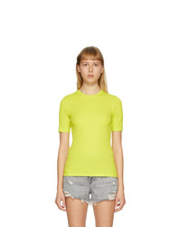 Green-Yellow Knit Crew-neck T-shirt