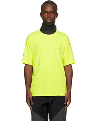 Green-Yellow Knit Mesh Crew-neck T-shirt