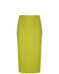 Green-Yellow Knit Midi Skirt