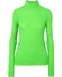 Les Rêveries Distressed Ribbed Cashmere Turtleneck Sweater