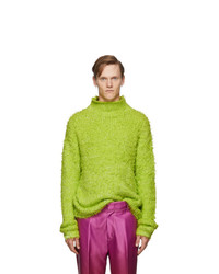 Green-Yellow Knit Wool Turtleneck