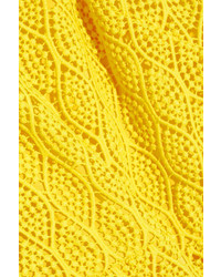 Diane von Furstenberg Crocheted Lace Dress Yellow