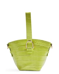 Green-Yellow Leather Bucket Bag